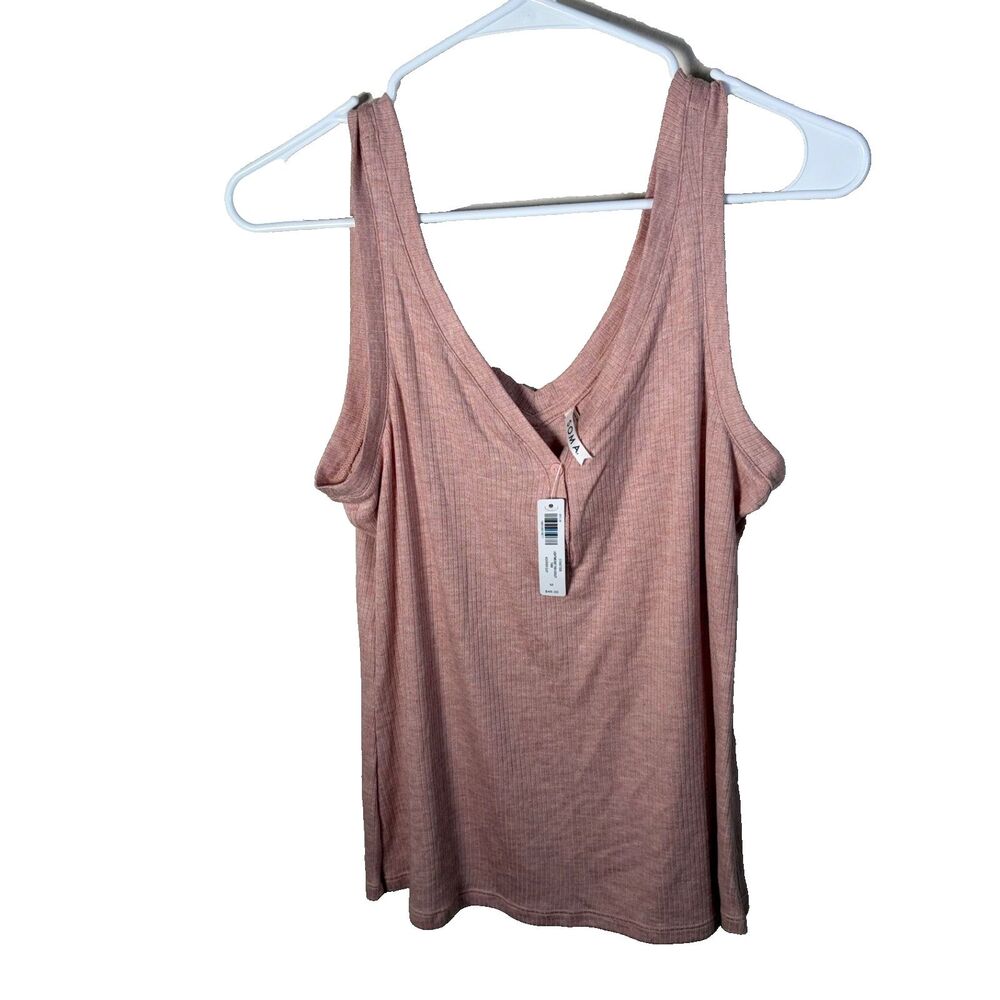 Soma Tank Top Women's Medium V-Neck Sleeveless Casual Henley Shirt NWT